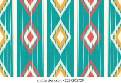 Ethnic abstract ikat art. Fabric Morocco, geometric ethnic pattern seamless  color oriental. Background, Design for fabric, curtain, carpet, wallpaper, clothing, wrapping, Batik, vector illustration
