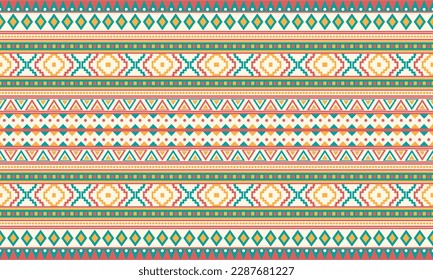 Ethnic abstract ikat art. Fabric Morocco, geometric ethnic pattern seamless  color oriental. Background, Design for fabric, curtain, carpet, wallpaper, clothing, wrapping, Batik, vector illustration