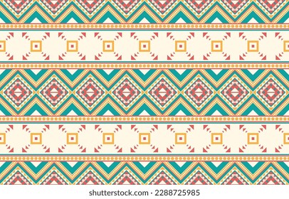 Ethnic abstract ikat art. Fabric Morocco, geometric ethnic pattern seamless  color oriental. Background, Design for fabric, curtain, carpet, wallpaper, clothing, wrapping, Batik, vector illustration