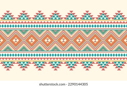 Ethnic abstract ikat art. Fabric Morocco, geometric ethnic pattern seamless  color oriental. Background, Design for fabric, curtain, carpet, wallpaper, clothing, wrapping, Batik, vector illustration