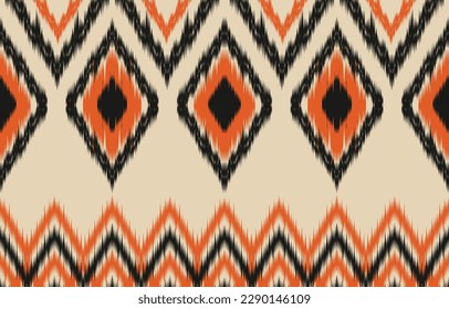 Ethnic abstract ikat art. Fabric Morocco, geometric ethnic pattern seamless  color oriental. Background, Design for fabric, curtain, carpet, wallpaper, clothing, wrapping, Batik, vector illustration