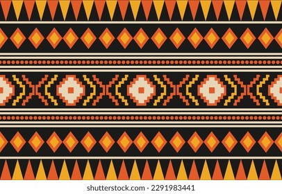 Ethnic abstract ikat art. Fabric Morocco, geometric ethnic pattern seamless  color oriental. Background, Design for fabric, curtain, carpet, wallpaper, clothing, wrapping, Batik, vector illustration
