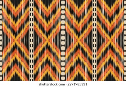 Ethnic abstract ikat art. Fabric Morocco, geometric ethnic pattern seamless  color oriental. Background, Design for fabric, curtain, carpet, wallpaper, clothing, wrapping, Batik, vector illustration