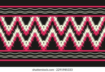 Ethnic abstract ikat art. Fabric Morocco, geometric ethnic pattern seamless  color oriental. Background, Design for fabric, curtain, carpet, wallpaper, clothing, wrapping, Batik, vector illustration