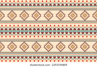 Ethnic abstract ikat art. Fabric Morocco, geometric ethnic pattern seamless  color oriental. Background, Design for fabric, curtain, carpet, wallpaper, clothing, wrapping, Batik, vector illustration