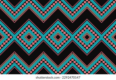 Ethnic abstract ikat art. Fabric Morocco, geometric ethnic pattern seamless  color oriental. Background, Design for fabric, curtain, carpet, wallpaper, clothing, wrapping, Batik, vector illustration