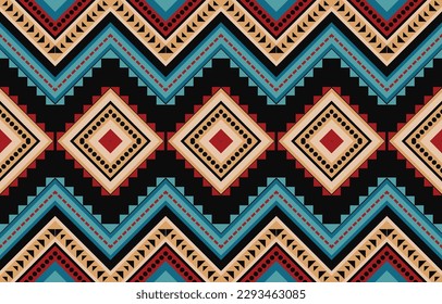 Ethnic abstract ikat art. Fabric Morocco, geometric ethnic pattern seamless  color oriental. Background, Design for fabric, curtain, carpet, wallpaper, clothing, wrapping, Batik, vector illustration