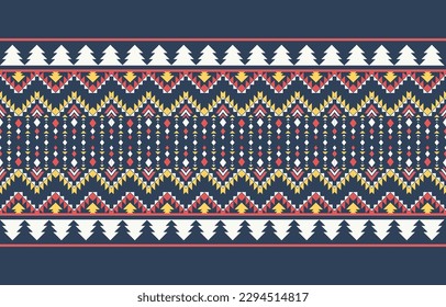 Ethnic abstract ikat art. Fabric Morocco, geometric ethnic pattern seamless  color oriental. Background, Design for fabric, curtain, carpet, wallpaper, clothing, wrapping, Batik, vector illustration