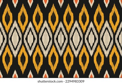 Arte de ikat abstracto étnico. Tejido Marruecos, patrón étnico geométrico de color oriental sin fisuras. Fondo, Diseño para tela, cortina, alfombra, papel pintado, ropa, envoltura, Batik, ilustración vectorial