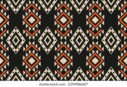 Arte de ikat abstracto étnico. Tejido Marruecos, patrón étnico geométrico de color oriental sin fisuras. Fondo, Diseño para tela, cortina, alfombra, papel pintado, ropa, envoltura, Batik, ilustración vectorial