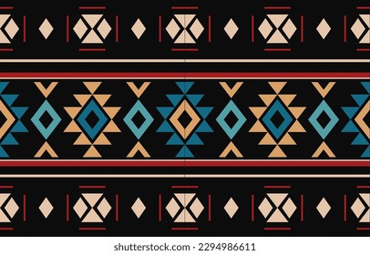 Ethnic abstract ikat art. Fabric Morocco, geometric ethnic pattern seamless  color oriental. Background, Design for fabric, curtain, carpet, wallpaper, clothing, wrapping, Batik, vector illustration