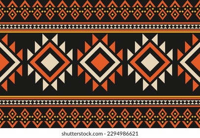 Ethnic abstract ikat art. Fabric Morocco, geometric ethnic pattern seamless  color oriental. Background, Design for fabric, curtain, carpet, wallpaper, clothing, wrapping, Batik, vector illustration