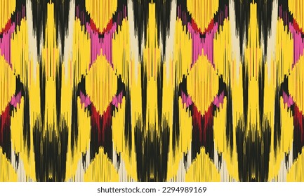 Ethnic abstract ikat art. Fabric Morocco, geometric ethnic pattern seamless  color oriental. Background, Design for fabric, curtain, carpet, wallpaper, clothing, wrapping, Batik, vector illustration