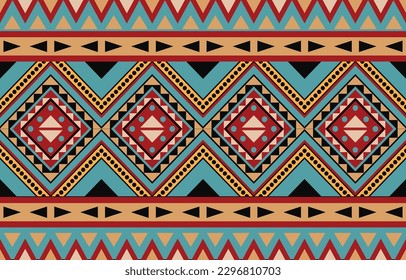 Ethnic abstract ikat art. Fabric Morocco, geometric ethnic pattern seamless  color oriental. Background, Design for fabric, curtain, carpet, wallpaper, clothing, wrapping, Batik, vector illustration