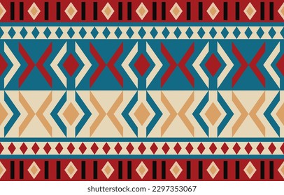 Ethnic abstract ikat art. Fabric Morocco, geometric ethnic pattern seamless  color oriental. Background, Design for fabric, curtain, carpet, wallpaper, clothing, wrapping, Batik, vector illustration