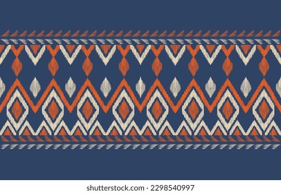 Ethnic abstract ikat art. Fabric Morocco, geometric ethnic pattern seamless  color oriental. Background, Design for fabric, curtain, carpet, wallpaper, clothing, wrapping, Batik, vector illustration