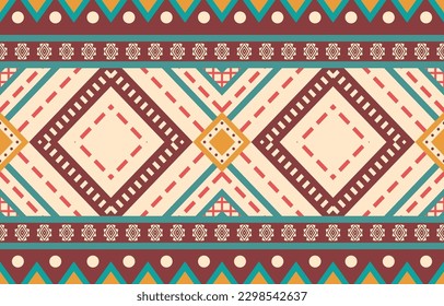 Ethnic abstract ikat art. Fabric Morocco, geometric ethnic pattern seamless  color oriental. Background, Design for fabric, curtain, carpet, wallpaper, clothing, wrapping, Batik, vector illustration