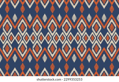 Ethnic abstract ikat art. Fabric Morocco, geometric ethnic pattern seamless  color oriental. Background, Design for fabric, curtain, carpet, wallpaper, clothing, wrapping, Batik, vector illustration