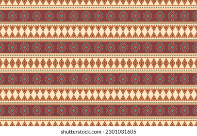 Ethnic abstract ikat art. Fabric Morocco, geometric ethnic pattern seamless  color oriental. Background, Design for fabric, curtain, carpet, wallpaper, clothing, wrapping, Batik, vector illustration