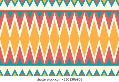 Ethnic abstract ikat art. Fabric Morocco, geometric ethnic pattern seamless  color oriental. Background, Design for fabric, curtain, carpet, wallpaper, clothing, wrapping, Batik, vector illustration