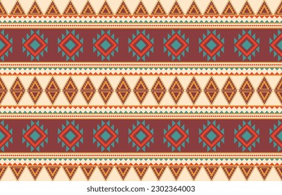 Arte de ikat abstracto étnico. Tejido Marruecos, patrón étnico geométrico de color oriental sin fisuras. Fondo, Diseño para tela, cortina, alfombra, papel pintado, ropa, envoltura, Batik, ilustración vectorial