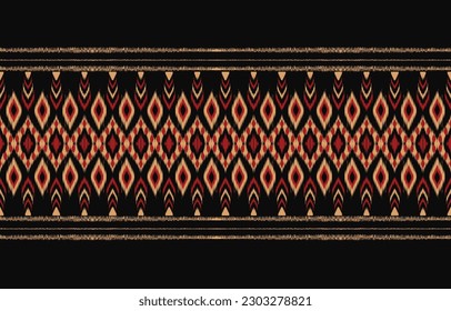 Ethnic abstract ikat art. Fabric Morocco, geometric ethnic pattern seamless  color oriental. Background, Design for fabric, curtain, carpet, wallpaper, clothing, wrapping, Batik, vector illustration