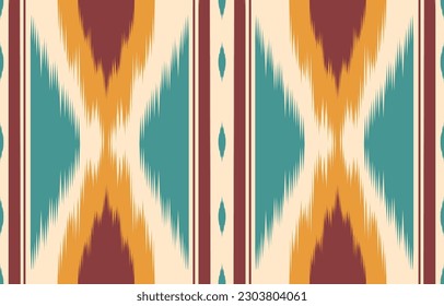 Ethnic abstract ikat art. Fabric Morocco, geometric ethnic pattern seamless  color oriental. Background, Design for fabric, curtain, carpet, wallpaper, clothing, wrapping, Batik, vector illustration