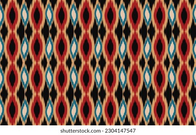 Ethnic abstract ikat art. Fabric Morocco, geometric ethnic pattern seamless  color oriental. Background, Design for fabric, curtain, carpet, wallpaper, clothing, wrapping, Batik, vector illustration