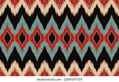 Ethnic abstract ikat art. Fabric Morocco, geometric ethnic pattern seamless  color oriental. Background, Design for fabric, curtain, carpet, wallpaper, clothing, wrapping, Batik, vector illustration