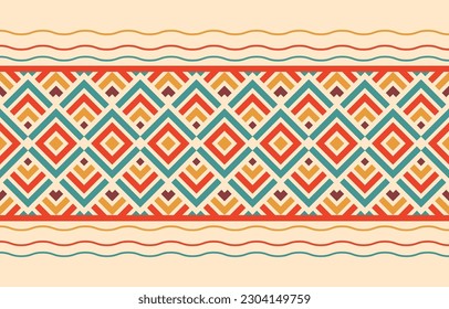 Ethnic abstract ikat art. Fabric Morocco, geometric ethnic pattern seamless  color oriental. Background, Design for fabric, curtain, carpet, wallpaper, clothing, wrapping, Batik, vector illustration