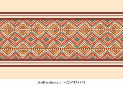 Ethnic abstract ikat art. Fabric Morocco, geometric ethnic pattern seamless  color oriental. Background, Design for fabric, curtain, carpet, wallpaper, clothing, wrapping, Batik, vector illustration