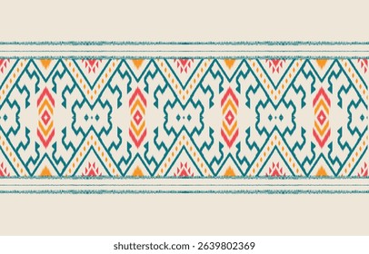 Ethnic abstract ikat art. Fabric Morocco, geometric pattern color oriental. Design for background textile, fabric, curtain, carpet, wallpaper, clothing, wrapping, Batik.