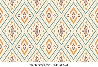 Ethnic abstract ikat art. Fabric Morocco, geometric pattern color oriental. Design for background textile, fabric, curtain, carpet, wallpaper, clothing, wrapping, Batik.