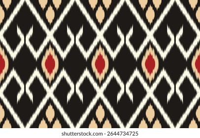 Ethnic abstract ikat art. Fabric Morocco, geometric pattern color oriental. Design for background textile, fabric, curtain, carpet, wallpaper, clothing, wrapping, Batik.