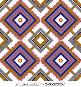 Ethnic abstract ikat art .Geometric ethnic seamless pattern  design for carpet,curtain,clothing,fabric,wrapping paper,tiles,textiles,batik,texture and wallpaper.Vector background.