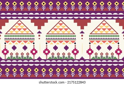 Ethnic abstract ikat art pattern in tribal folk embroidery Mexican style striped pattern in Aztec style Figure tribal Design for carpet curtain wallpaper clothing Batik wrapping fabric textile native 