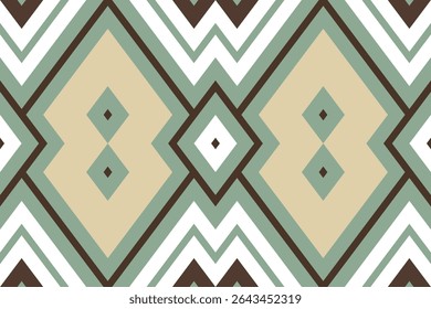 Patrón étnico Abstractas Ikat Art, caracterizado por su estética geométrica y tribal. Ikat es una técnica tradicional de teñido y tejido donde los patrones