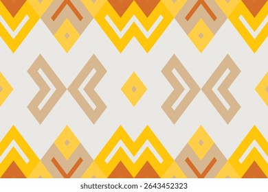 Ethnic Abstract Ikat Art pattern, characterized by its geometric and tribal aesthetic. Ikat is a traditional dyeing and weaving technique where patterns