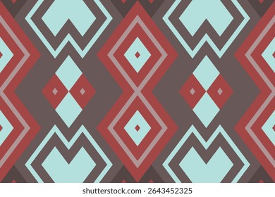 Ethnic Abstract Ikat Art pattern, characterized by its geometric and tribal aesthetic. Ikat is a traditional dyeing and weaving technique where patterns