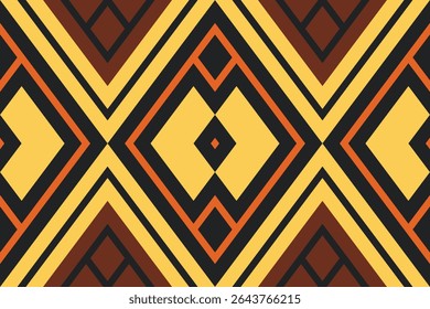 Ethnic Abstract Ikat Art pattern, characterized by its geometric and tribal aesthetic. Ikat is a traditional dyeing and weaving technique where patterns
