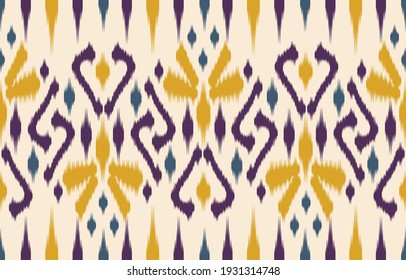 Ethnic abstract ikat art. Seamless pattern in tribal, folk embroidery, and Mexican style. Aztec geometric art ornament print.Design for carpet, wallpaper, clothing, wrapping, fabric, cover, textile