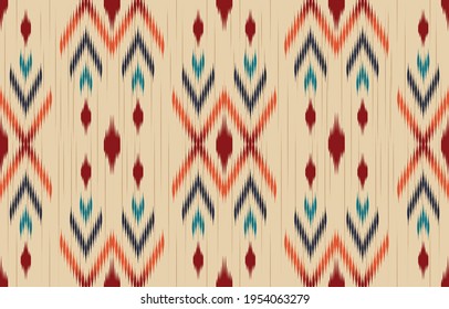 Ethnic abstract ikat art. Seamless pattern in tribal, folk embroidery, and Mexican style. Aztec geometric art ornament print.Design for carpet, wallpaper, clothing, wrapping, fabric, cover, textile