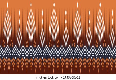 Ethnic abstract ikat art. Seamless pattern in tribal, folk embroidery, and Mexican style. Aztec brown geometric art ornament print.Design for carpet, wallpaper,clothing, wrapping,fabric,cover,textile