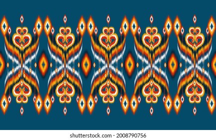 Ethnic abstract ikat art. Seamless pattern in tribal.