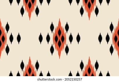 Ethnic abstract ikat art. Seamless rhombus pattern in tribal, folk embroidery, and Mexican style. Aztec geometric art ornament print. Design for carpet, wallpaper, clothing, wrapping, fabric, cover.