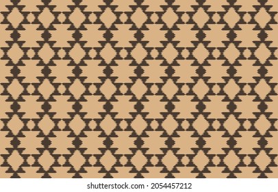 Ethnic abstract ikat art. Seamless pattern in tribal, folk embroidery, brown and Mexican style. Aztec geometric art ornament print. Design for carpet, wallpaper, clothing, wrapping, fabric, cover.
