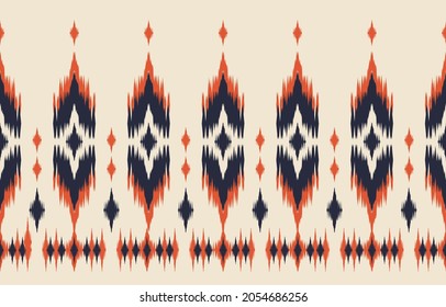 Ethnic abstract ikat art. Seamless rhombus pattern in tribal, folk embroidery, and Mexican style. Aztec geometric art ornament print. Design for carpet, wallpaper, clothing, wrapping, fabric, cover.