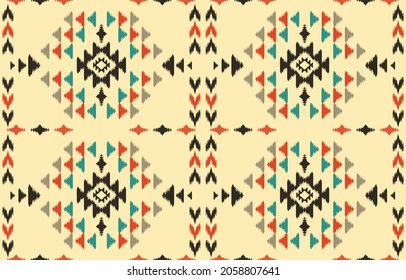 Ethnic abstract ikat art. Seamless pattern in tribal, folk embroidery, and Mexican style. Aztec geometric art ornament print.Design for carpet, wallpaper, clothing, wrapping, fabric, cover, textile