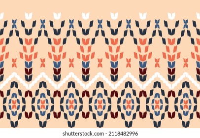 Ethnic abstract ikat art. Seamless rhombus pattern in tribal, and folk embroidery. Geometric art ornament print.Design for carpet, wallpaper, clothing, wrapping, fabric, cover, textile.