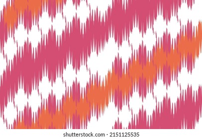 Ethnic abstract ikat art. Seamless waves pattern in tribal, folk embroidery, and Mexican style. Aztec geometric art ornament print. Design for carpet, wallpaper, clothing, wrapping, fabric, and cover.